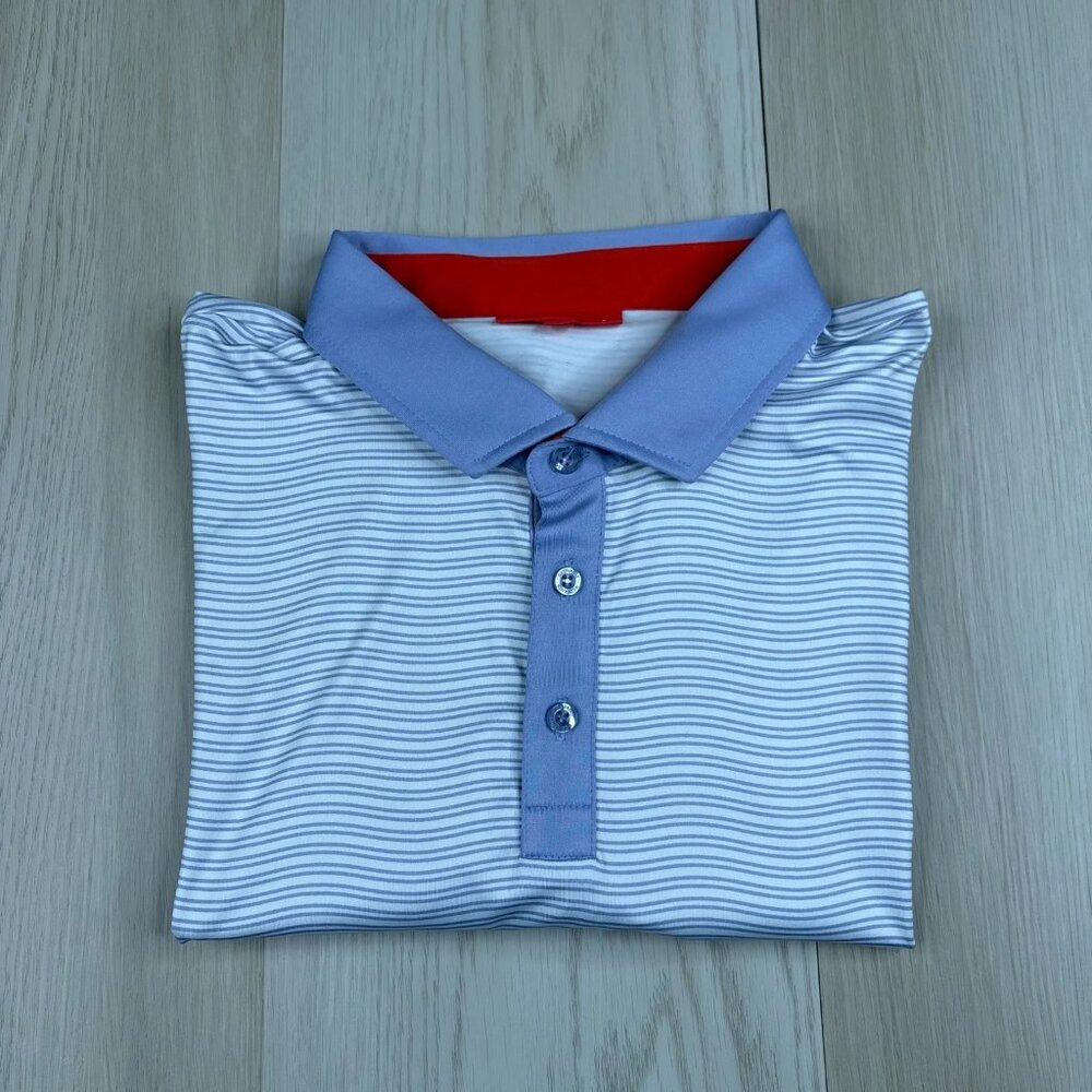 Redvanly Mens Purple Striped Casual Golf Performance Polo Shirt Size X-Large